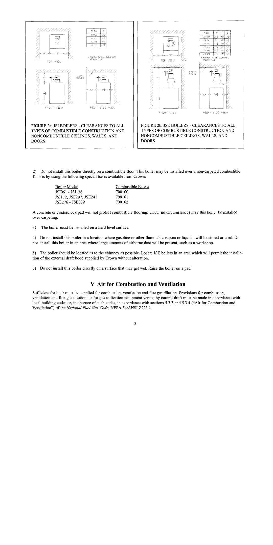 Crown Boiler JSE241, JSI172, JSE310, JSI103, JSE379, JSE345, JSE276, JSI069, JSI138, JSE207 manual 