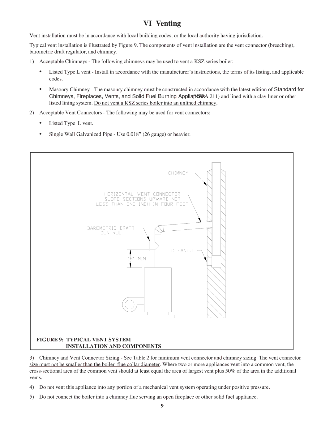 Crown Boiler KSZ125, KSZ150, KSZ200, KSZ175, KSZ120, KSZ065, KSZ090, KSZ100, KSZ075 installation instructions VI Venting, 109 