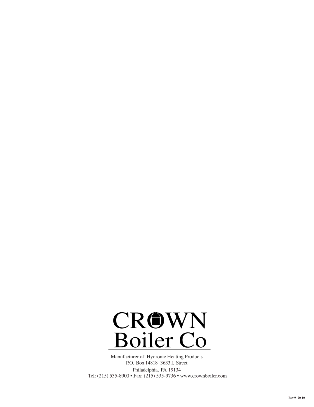 Crown Boiler KSZ150, KSZ125, KSZ200, KSZ175, KSZ120, KSZ065, KSZ090, KSZ100, KSZ075 installation instructions Rev 9 