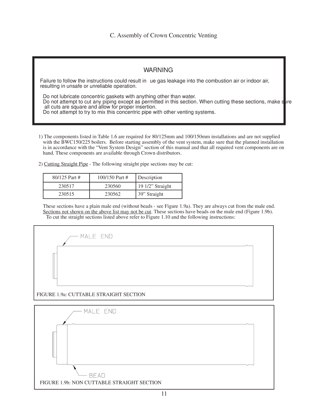 Crown Boiler M600 installation instructions Assembly of Crown Concentric Venting 