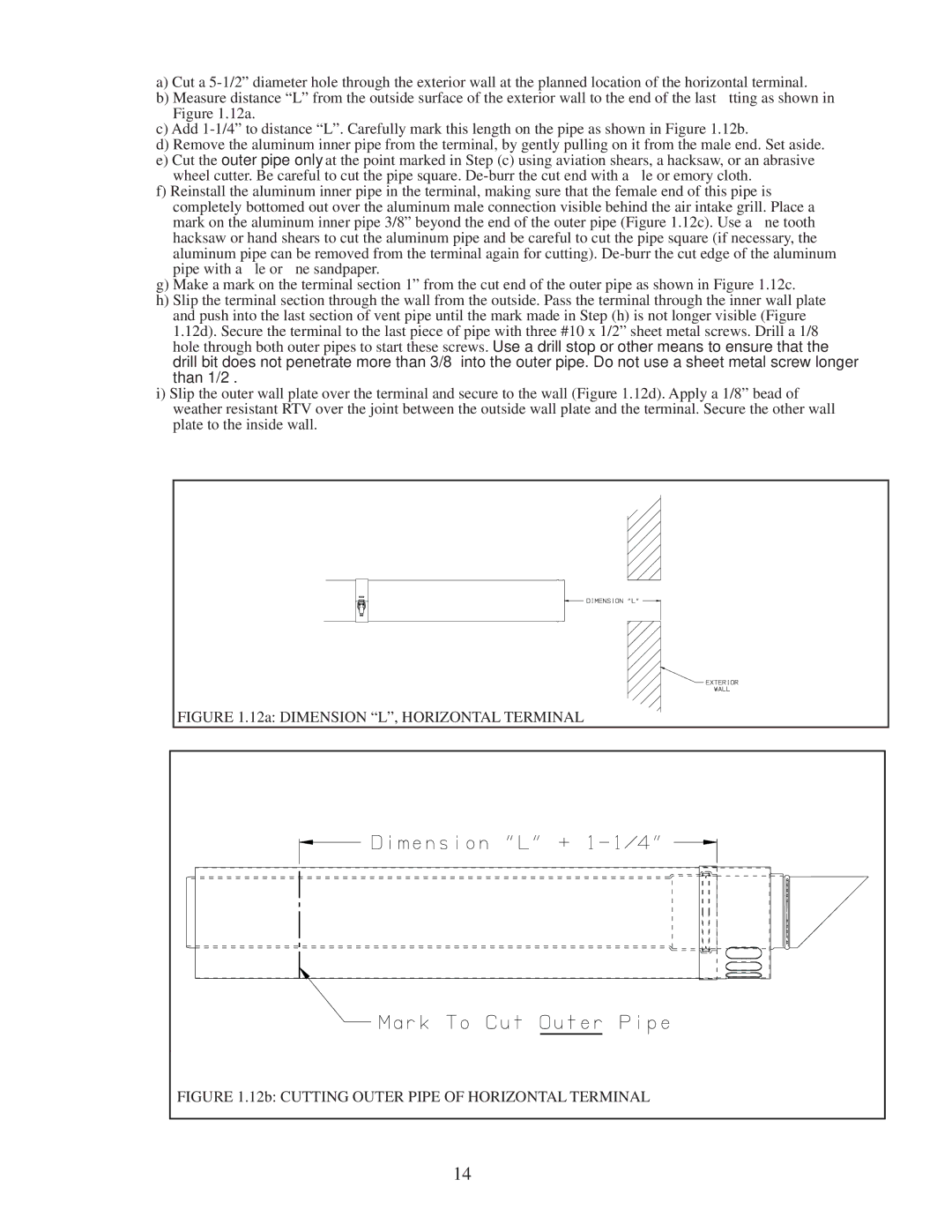 Crown Boiler M600 installation instructions 12a Dimension L, Horizontal Terminal 