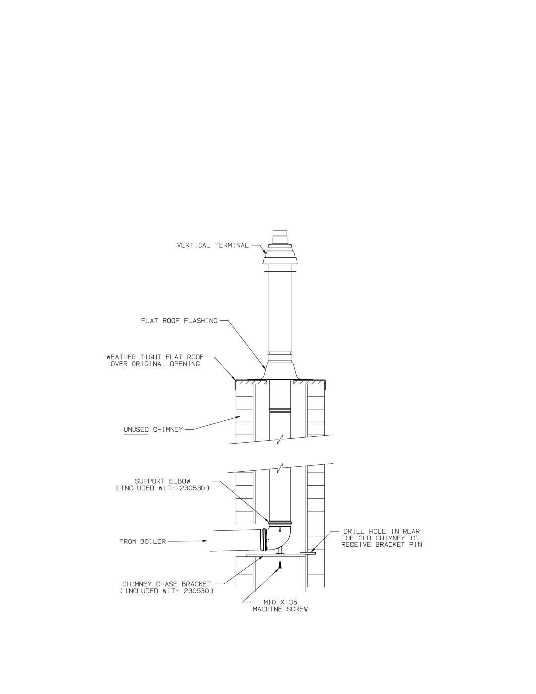 Crown Boiler MWC116ELT, MWC Series, MWC116ENL, MWC116ELL, MWC116ENT manual Chimney Chase Installation 