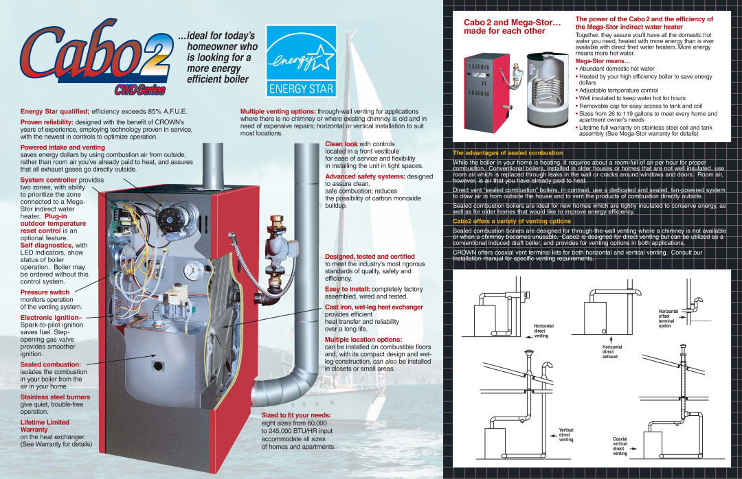 Crown Boiler PN980528R1 dimensions Cabo 2 and Mega-Stor…, made for each other, the Mega-Stor indirect water heater 