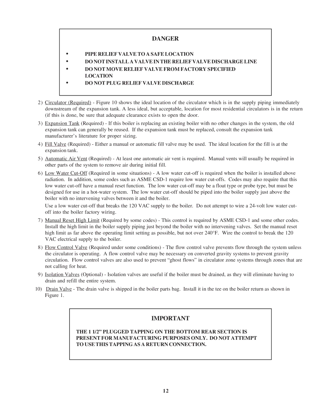 Crown Boiler TWZ175, TWZ200, TWZ090, TWZ125, TWZ065, TWZ150, TWZ100, TWZ120, TWZ075 installation instructions 1312 