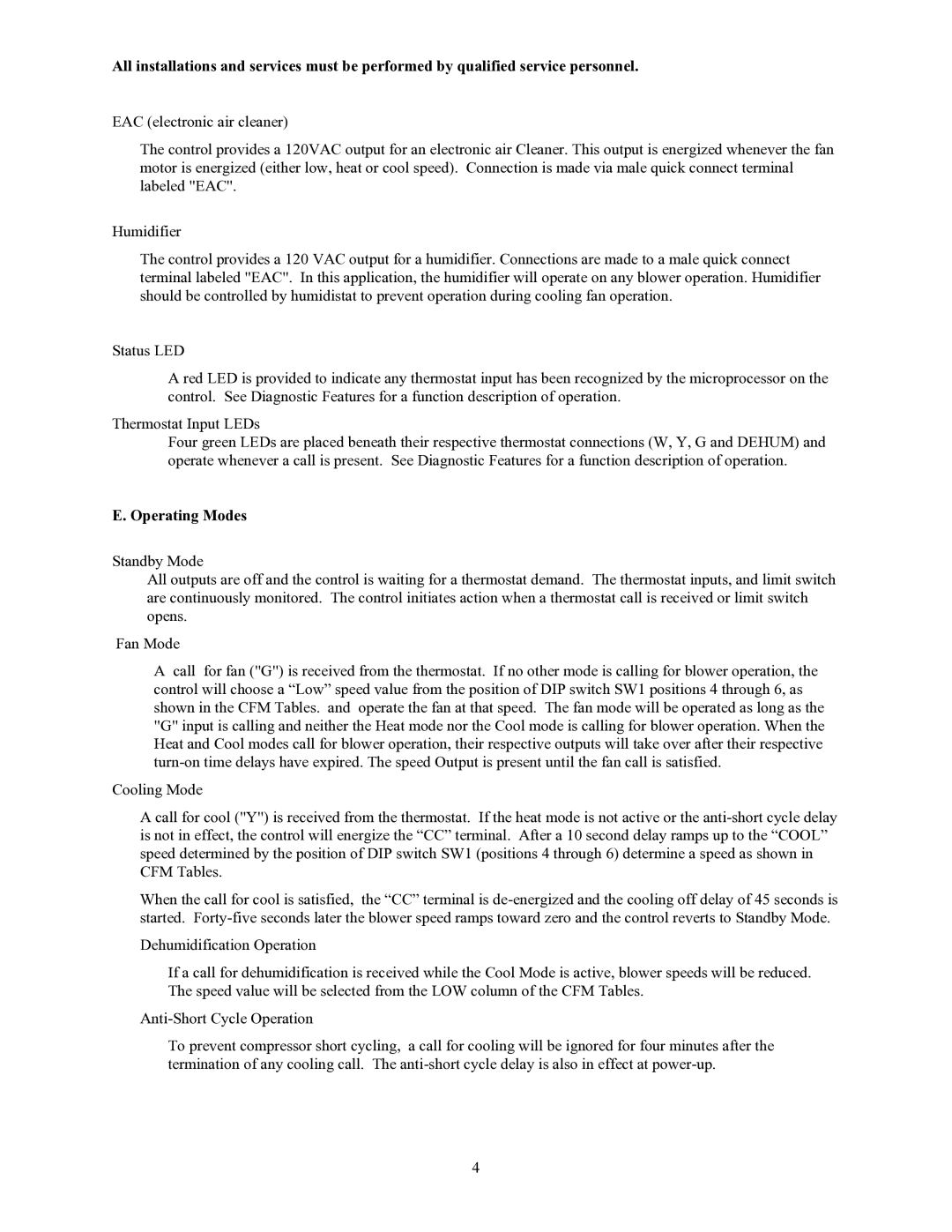 Crown CSHB60-90XE operation manual Operating Modes 