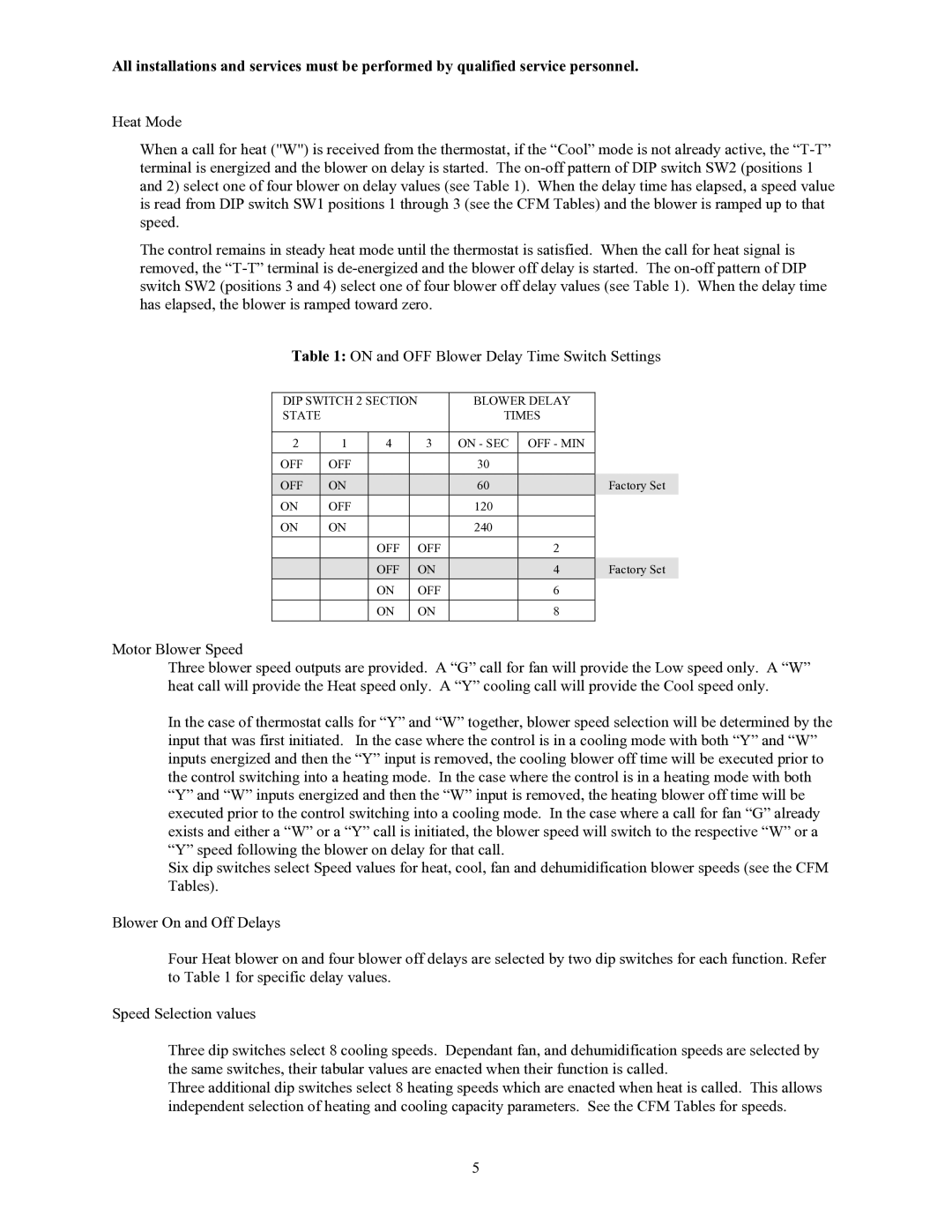 Crown CSHB60-90XE operation manual Blower Delay 