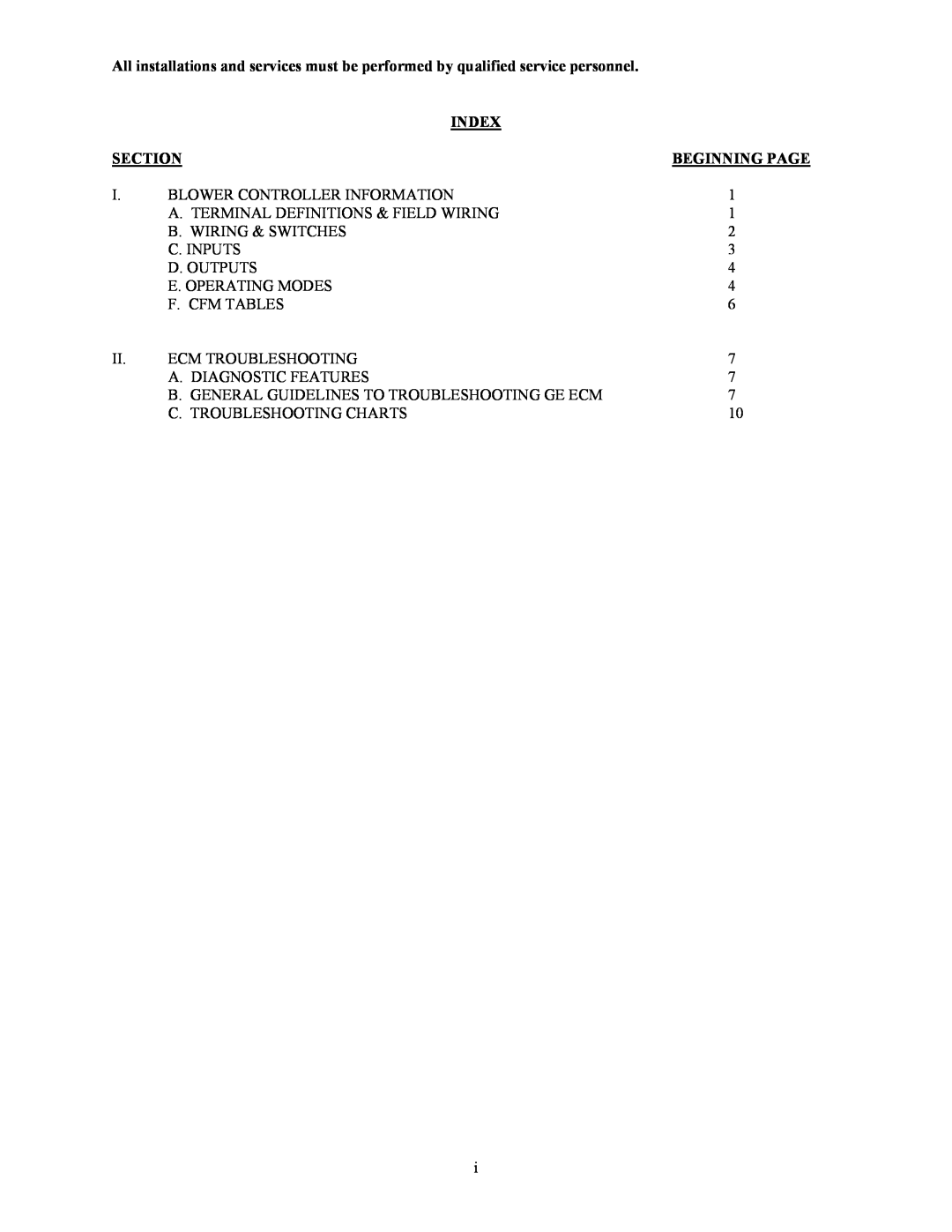 Crown CSHB60-90XE operation manual Index, Section, Beginning Page 