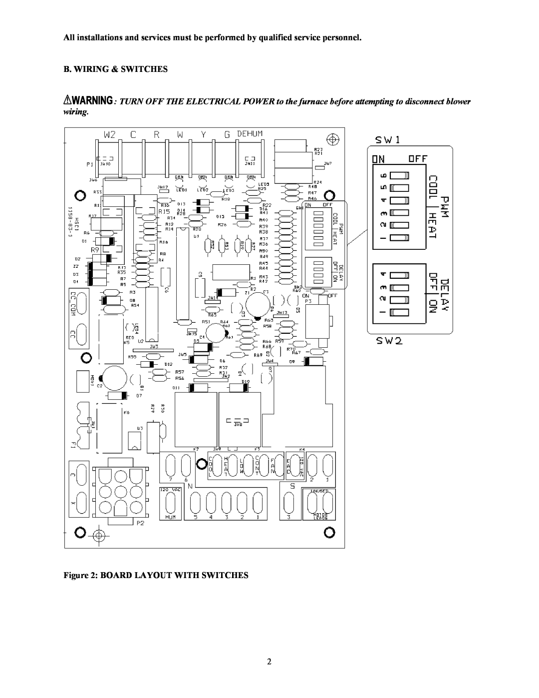 Crown CSHB60-90XE operation manual B. Wiring & Switches, Board Layout With Switches 