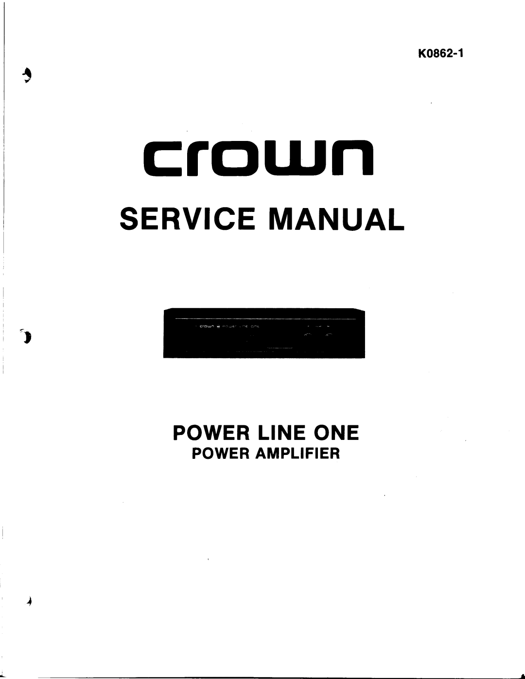 Crown K0862-1 manual 