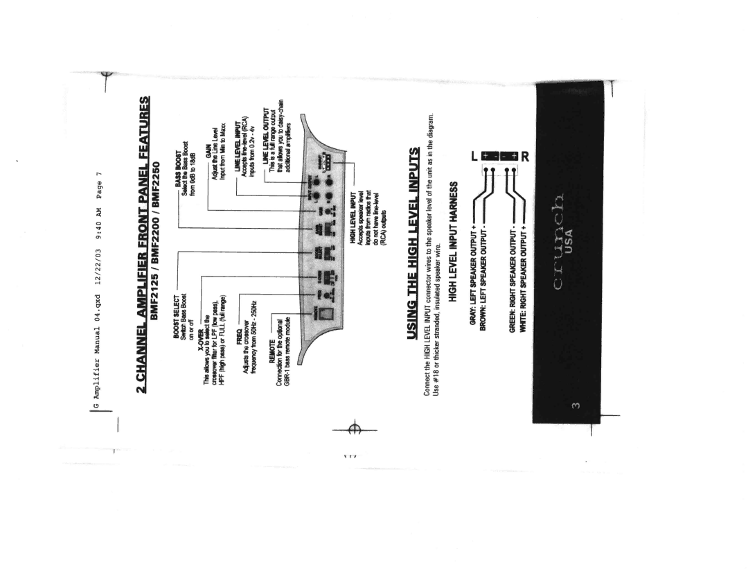 Crunch BMF2200, BMF2250, BMF2125, BMF4100 manual 