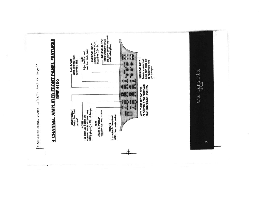 Crunch BMF2200, BMF2250, BMF2125, BMF4100 manual 