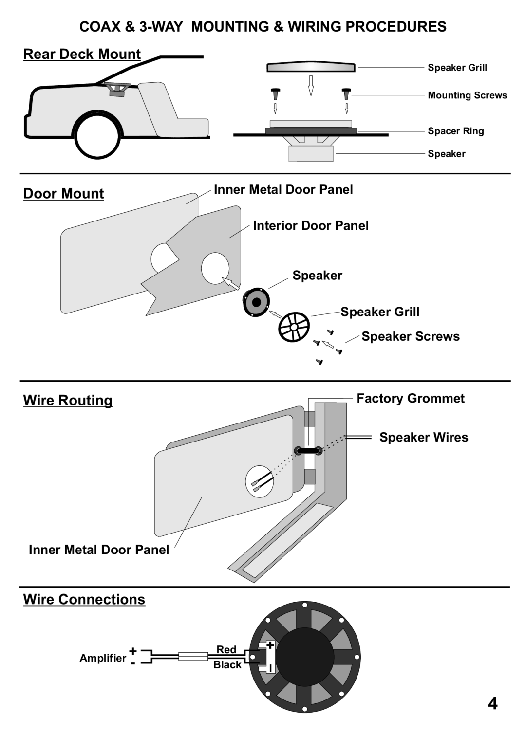 Crunch GRP693, GRP6.5C, GRP62CX, GRP52CX, GRP5.2C manual Coax & 3-WAY Mounting & Wiring Procedures 