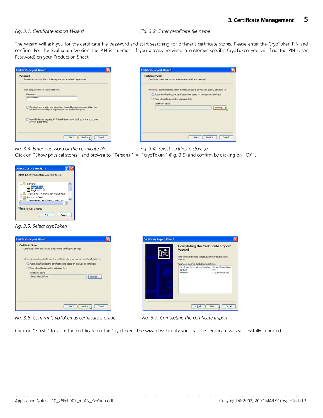 Cryptek M2048, MX2048 JC0P manual Certificate Import Wizard 