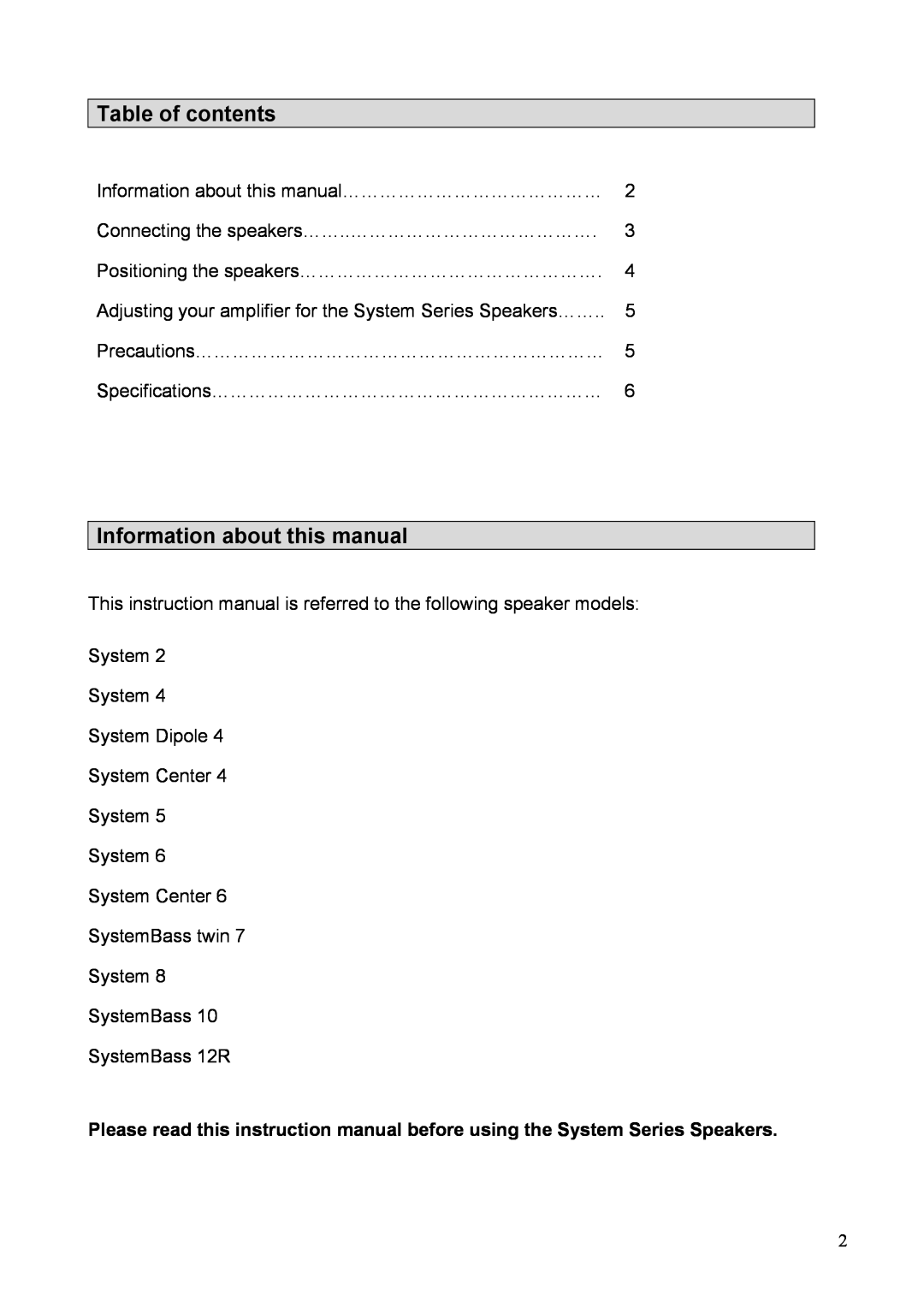 Crystal Audiovideo System Series operating instructions Table of contents, Information about this manual 