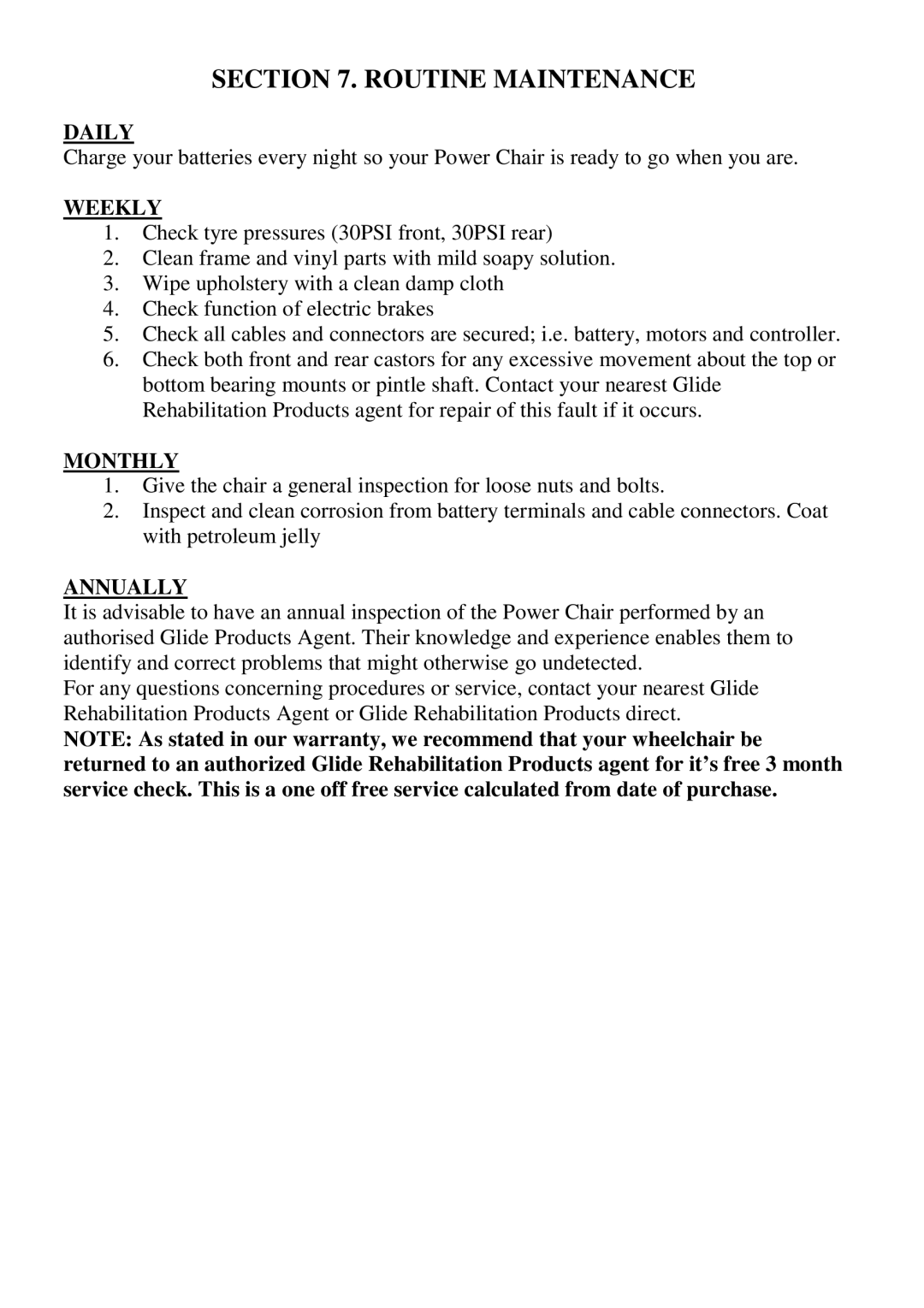 CTA 6 Series, 7 Series user manual Routine Maintenance, Daily, Weekly, Monthly, Annually 