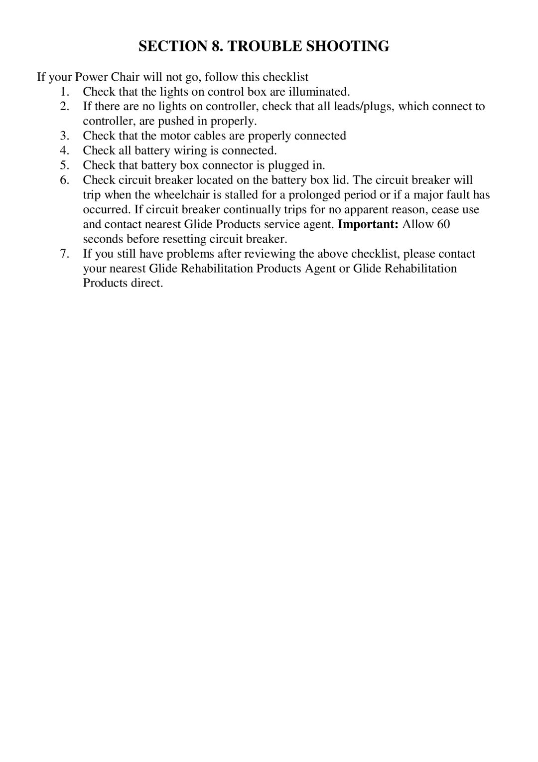 CTA 7 Series, 6 Series user manual Trouble Shooting 