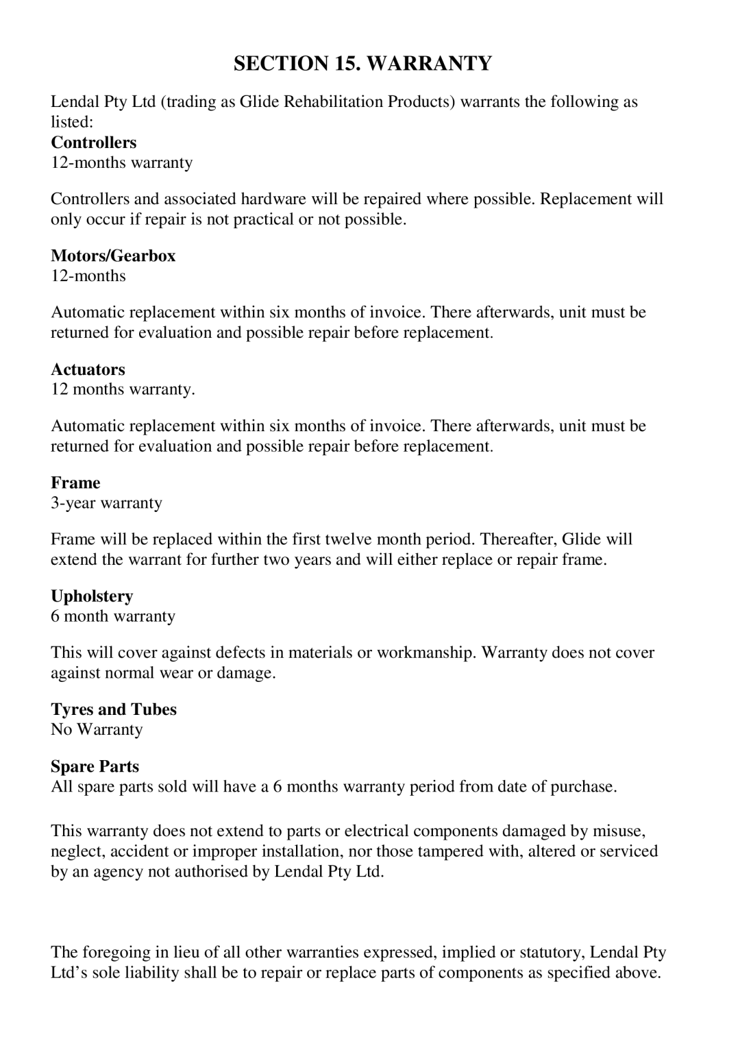 CTA 6 Series, 7 Series user manual Warranty 