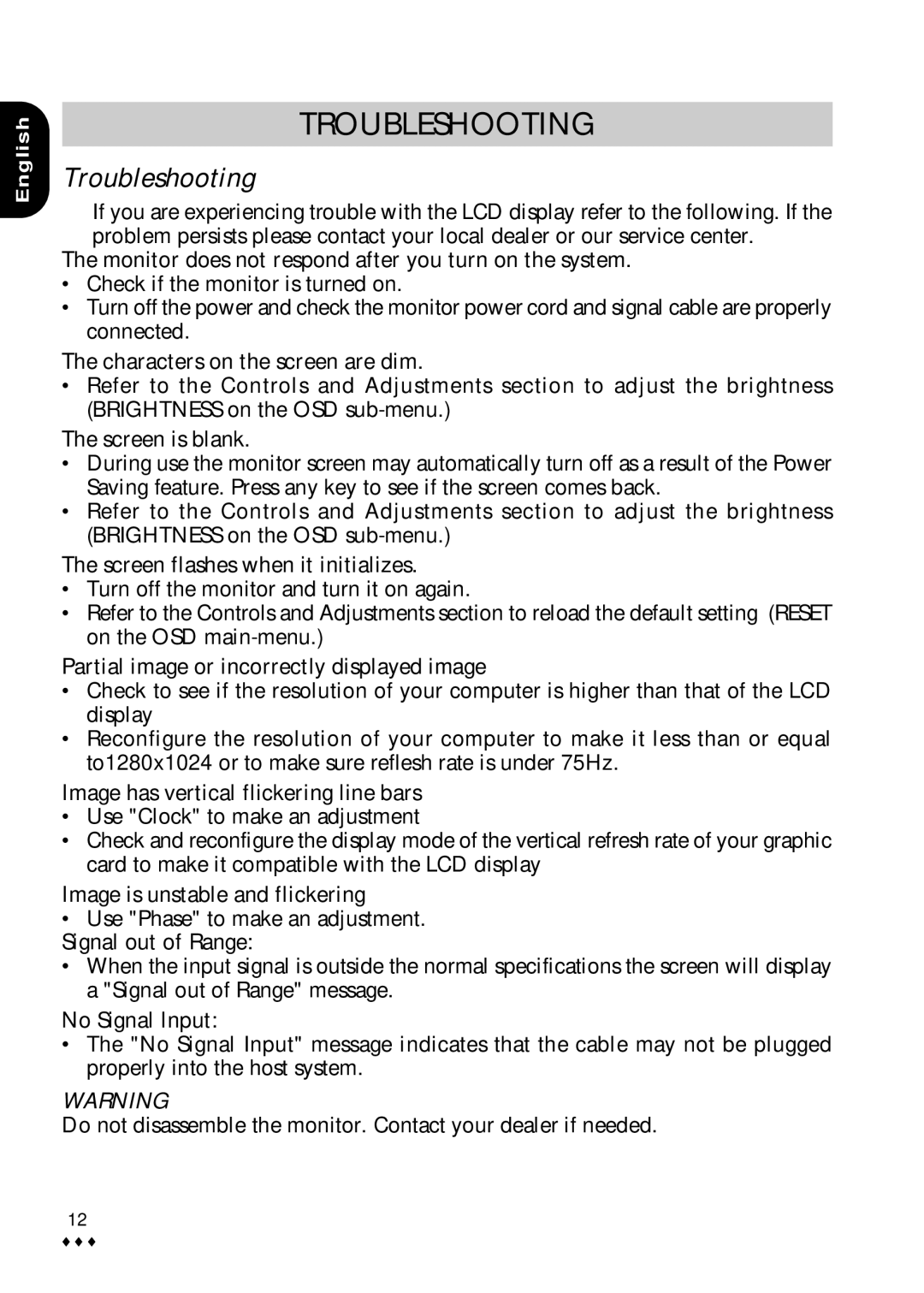 CTX M730V user manual Troubleshooting 