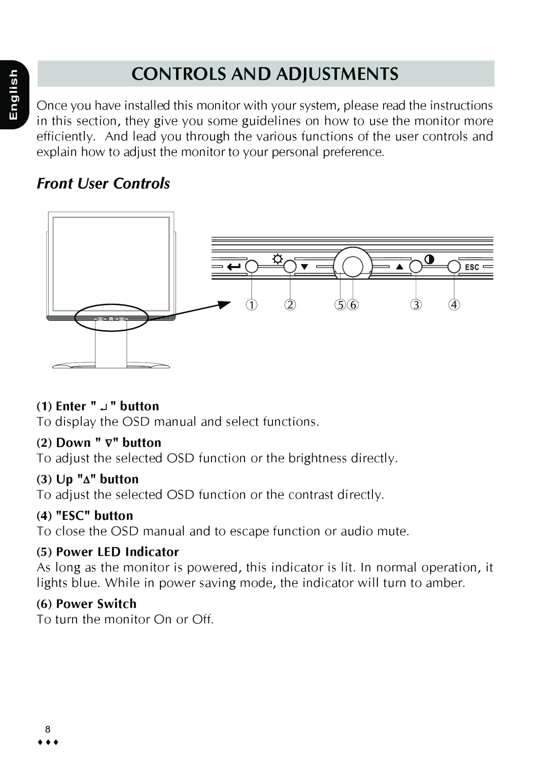 CTX P772 user manual Controls and Adjustments, Front User Controls 