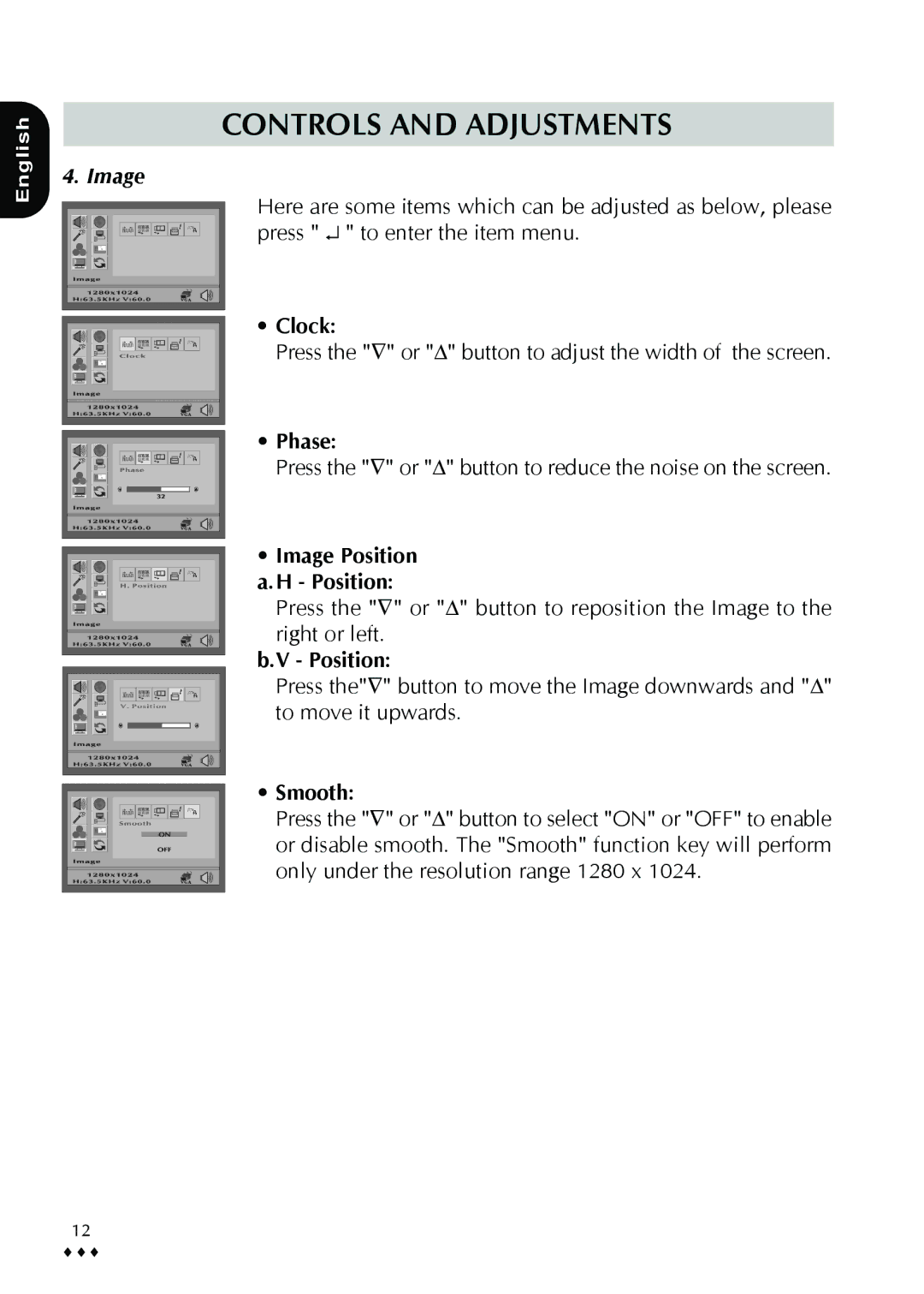 CTX P772 user manual Clock, Phase, Smooth 