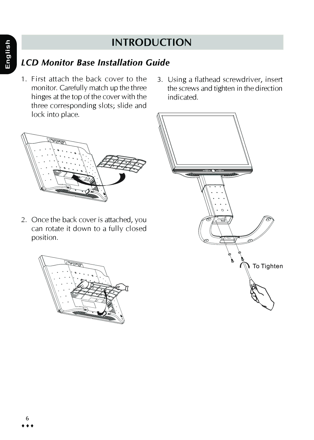 CTX P772 user manual LCD Monitor Base Installation Guide 