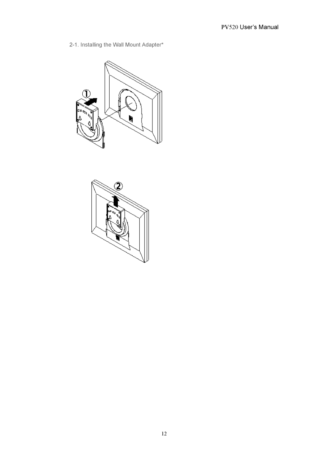 CTX PV520 user manual Installing the Wall Mount Adapter 