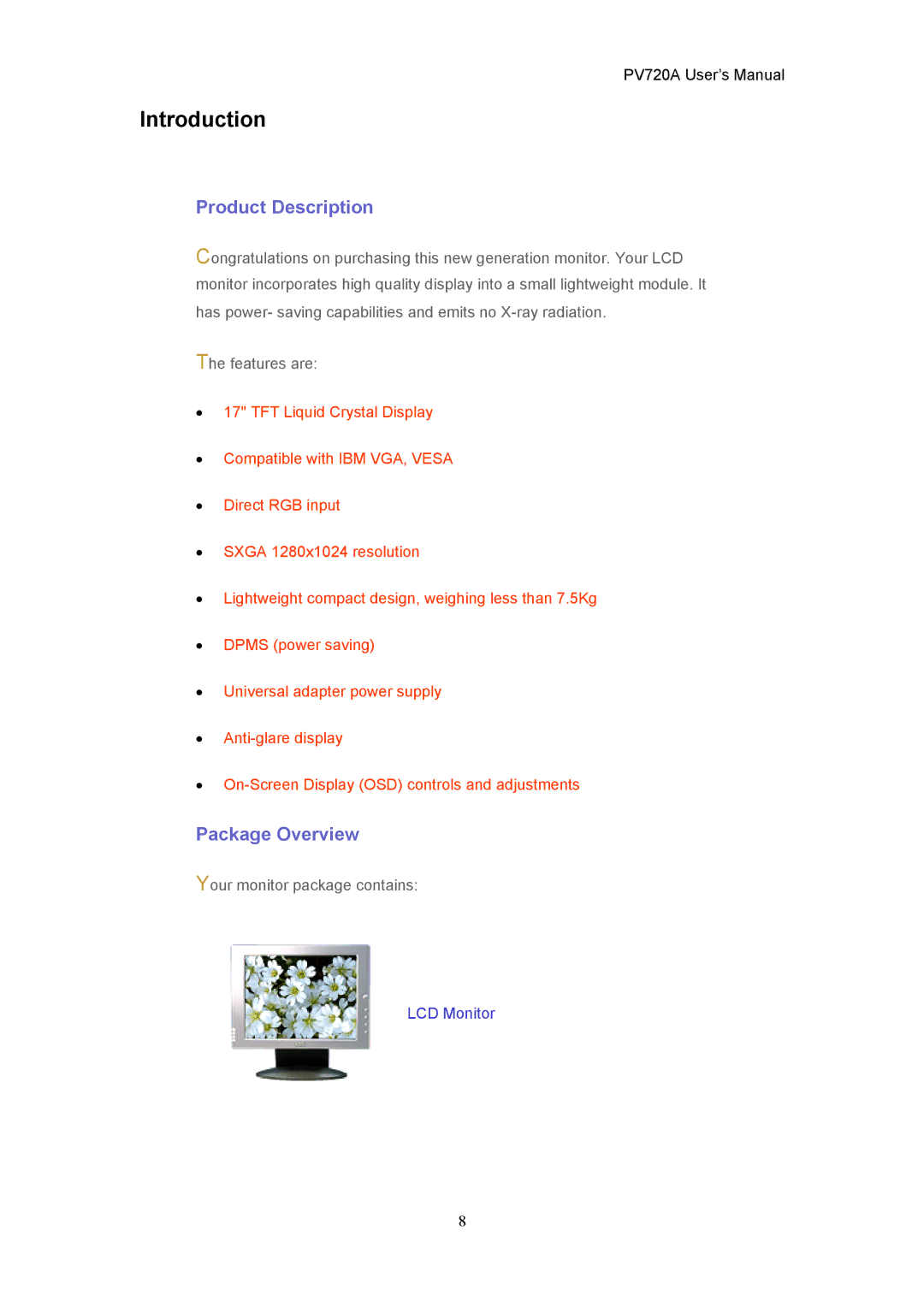 CTX PV720A user manual Introduction, Product Description, Package Overview 