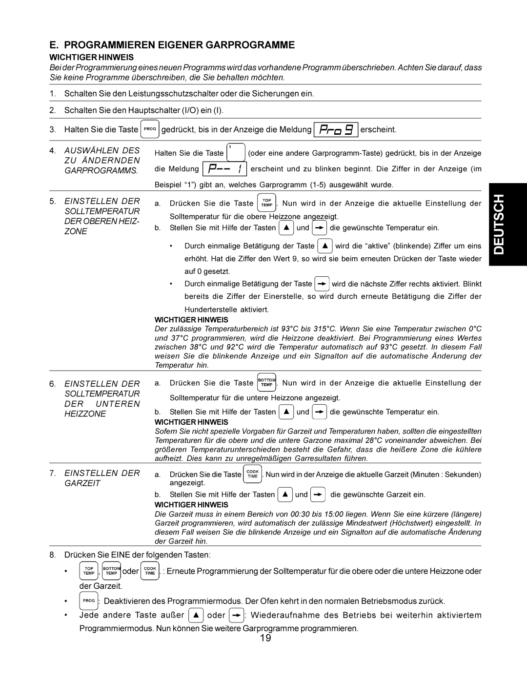 CTX TCO21140066, TCO21140063, TCO21140077, TCO21140035 manual Programmieren Eigener Garprogramme, Zone 