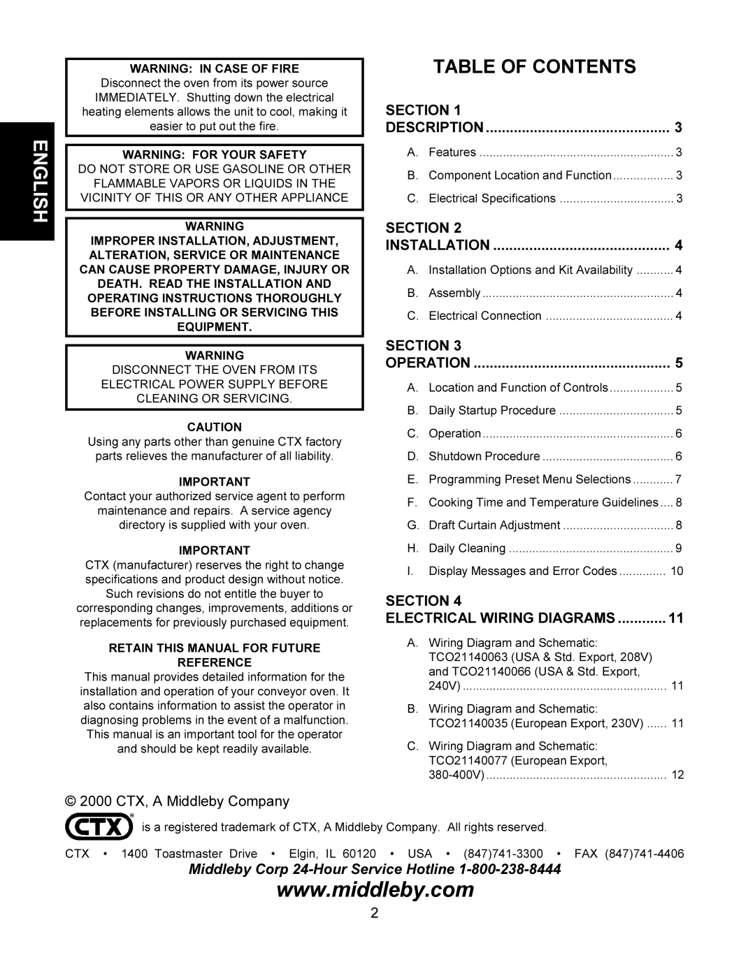 CTX TCO21140035, TCO21140063, TCO21140077, TCO21140066 manual English 