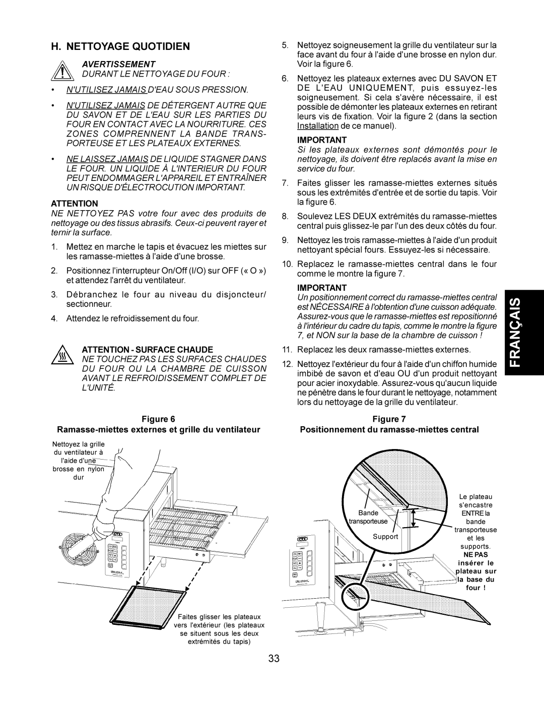 CTX TCO21140077, TCO21140063, TCO21140035 manual Nettoyage Quotidien, Ramasse-miettes externes et grille du ventilateur 