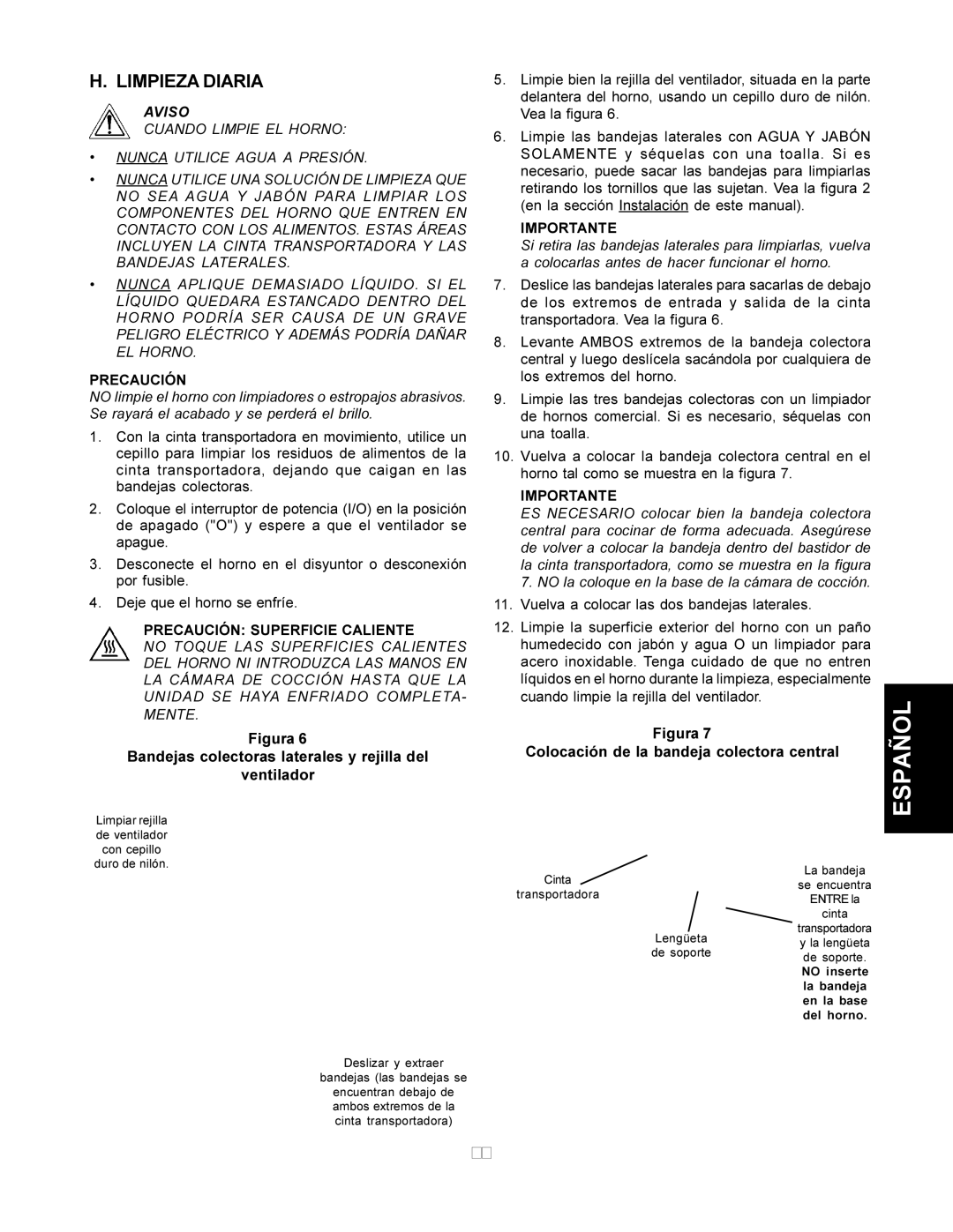 CTX TCO21140077, TCO21140063, TCO21140035, TCO21140066 Limpieza Diaria, Figura Colocación de la bandeja colectora central 