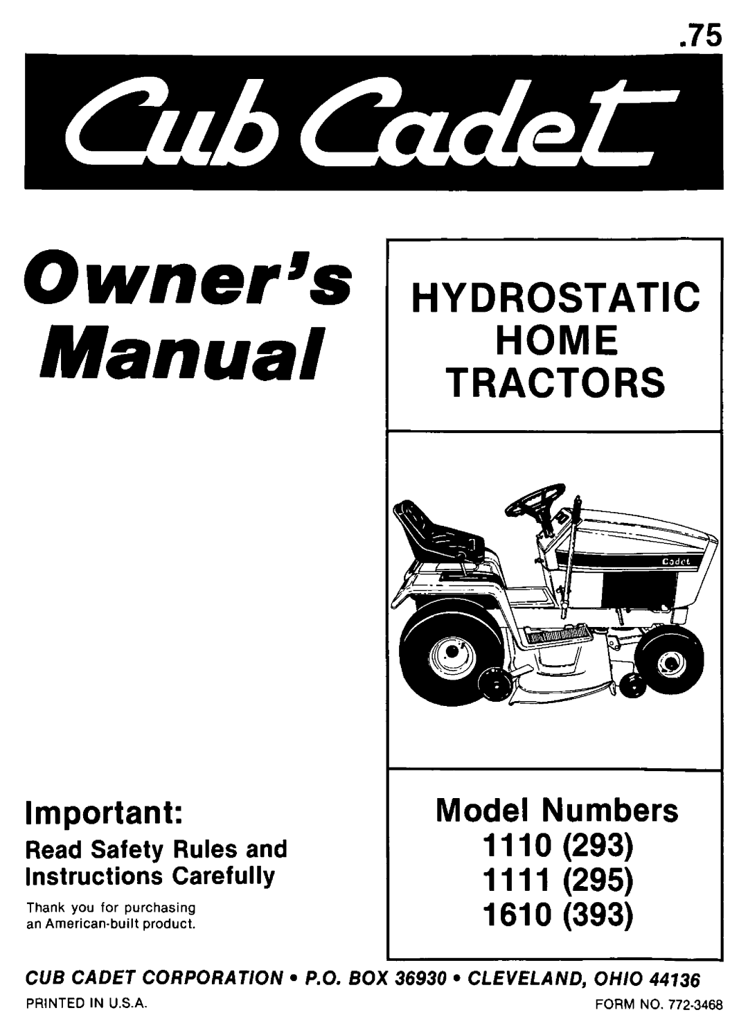 Cub Cadet 1110 (293) manual 