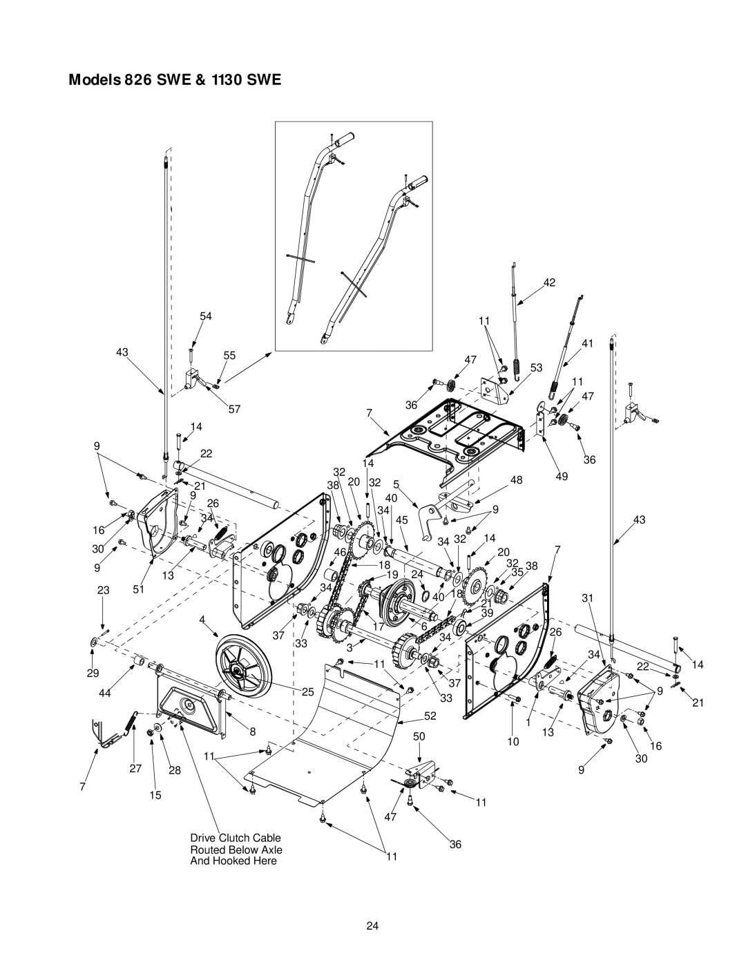 Cub Cadet 1130 SWE manual Drive Clutch Cable Routed Below Axle Hooked Here 