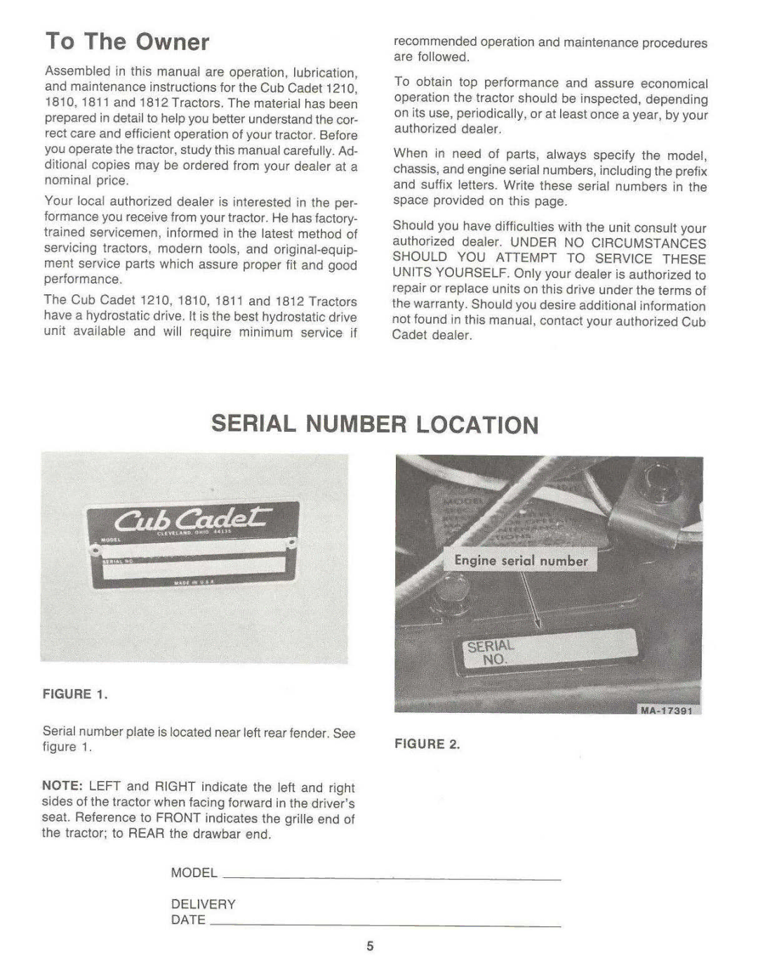 Cub Cadet 1811 (782), 1210 (680), 1810 (682) manual 