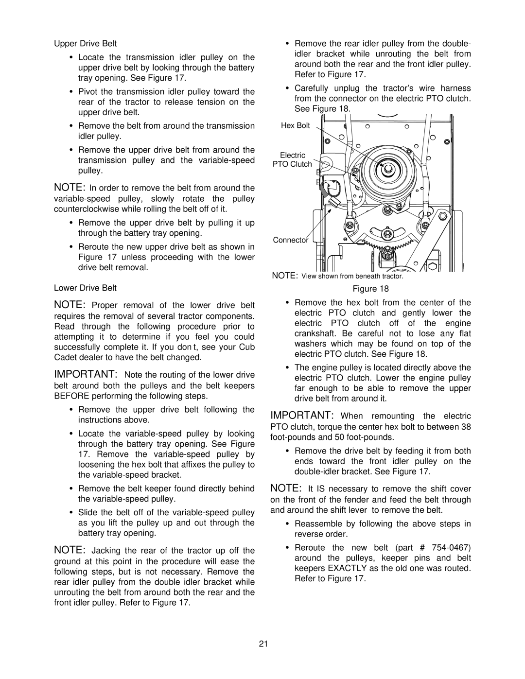 Cub Cadet 1212 manual Upper Drive Belt 