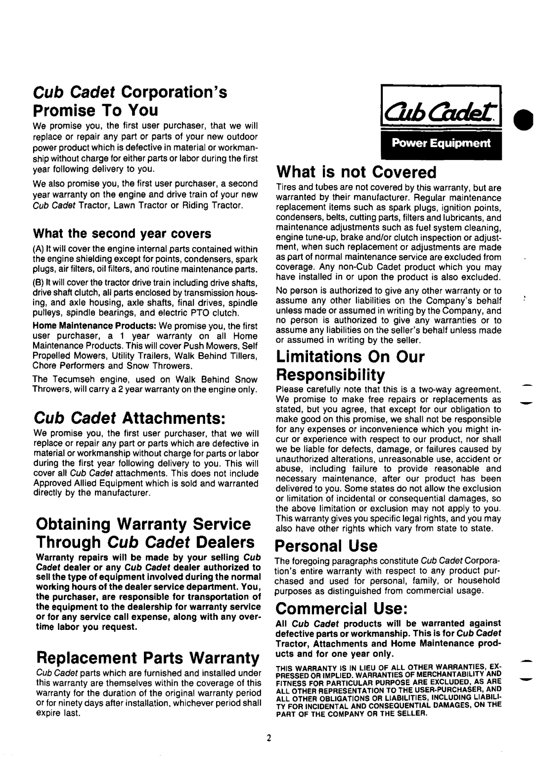 Cub Cadet 1220, 1215 manual 