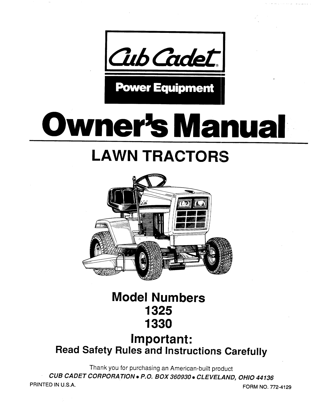 Cub Cadet 1325, 1330 manual 
