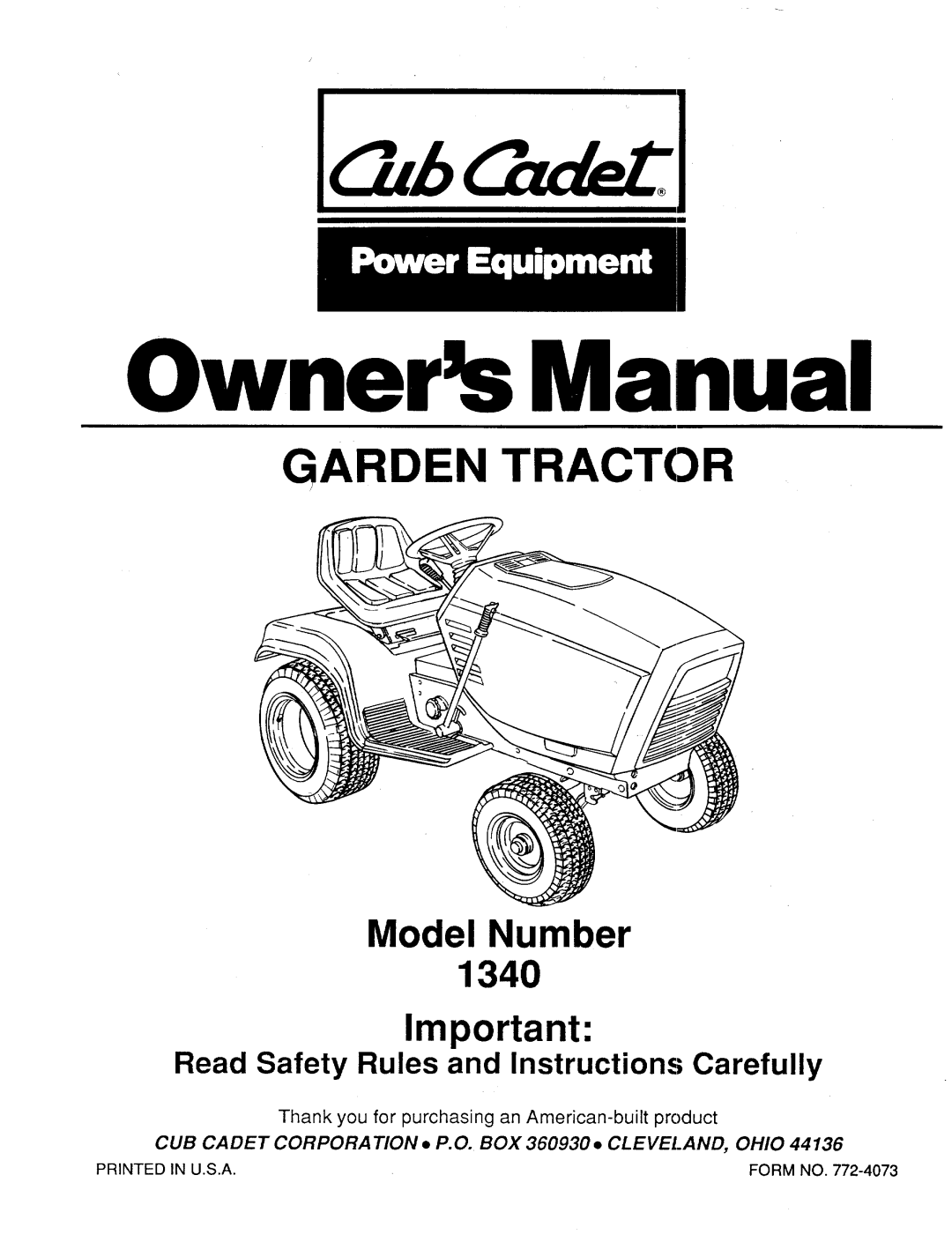Cub Cadet 1340 manual 