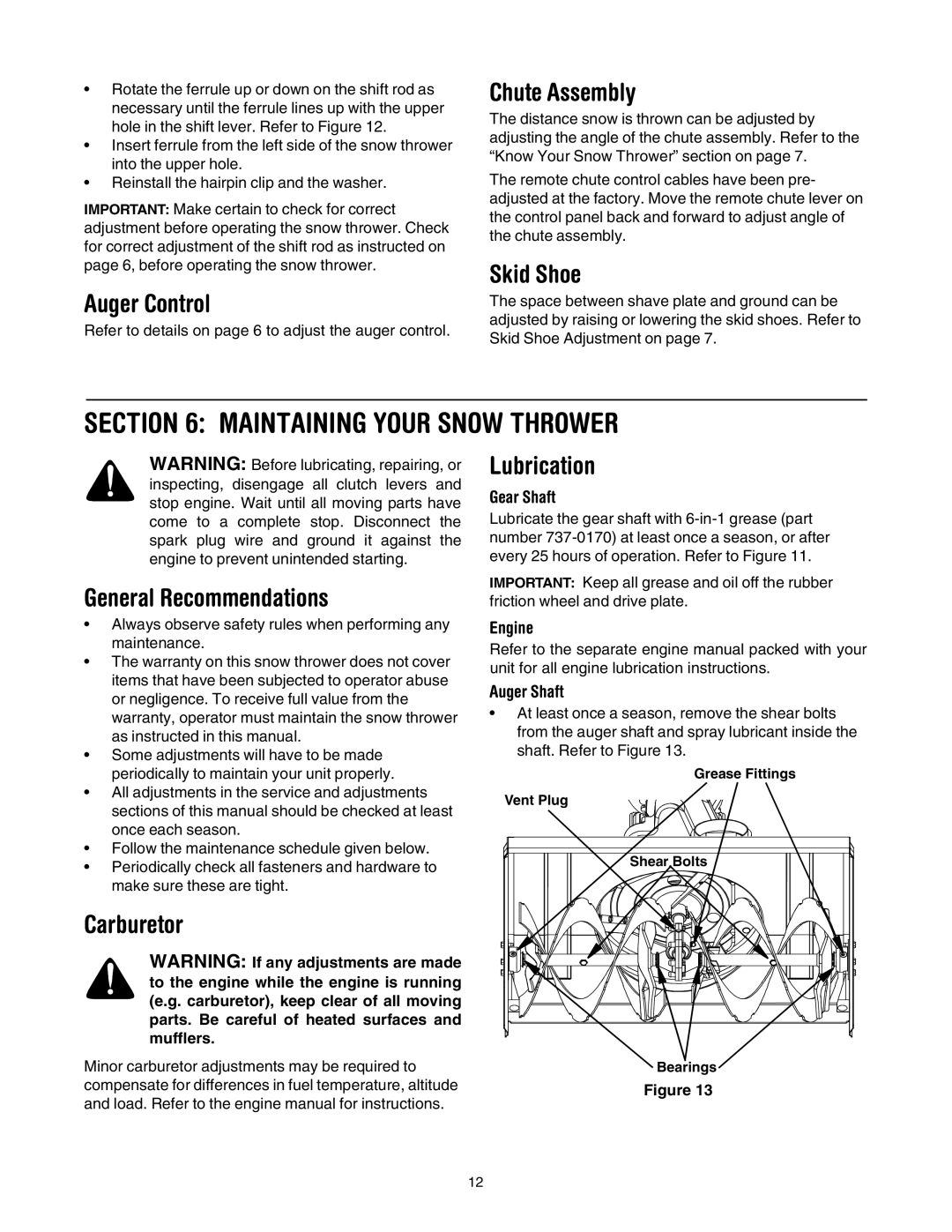 Cub Cadet 1345 SWE manual Maintaining Your Snow Thrower 