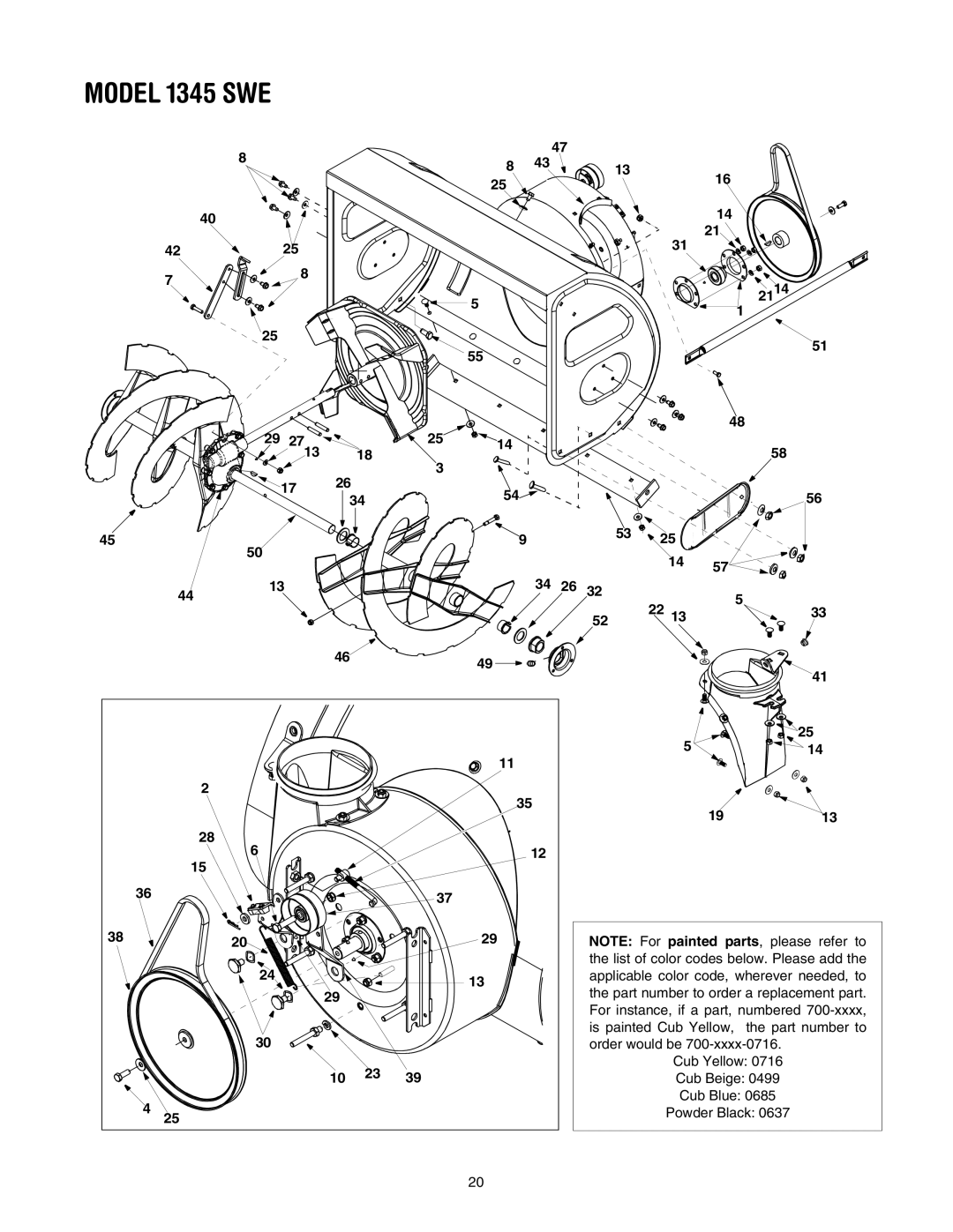 Cub Cadet manual Model 1345 SWE 