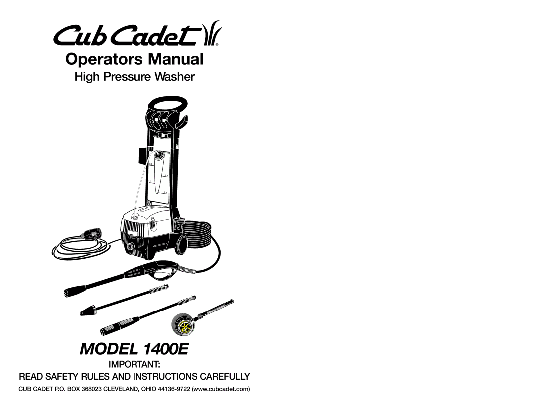 Cub Cadet manual Model 1400E 