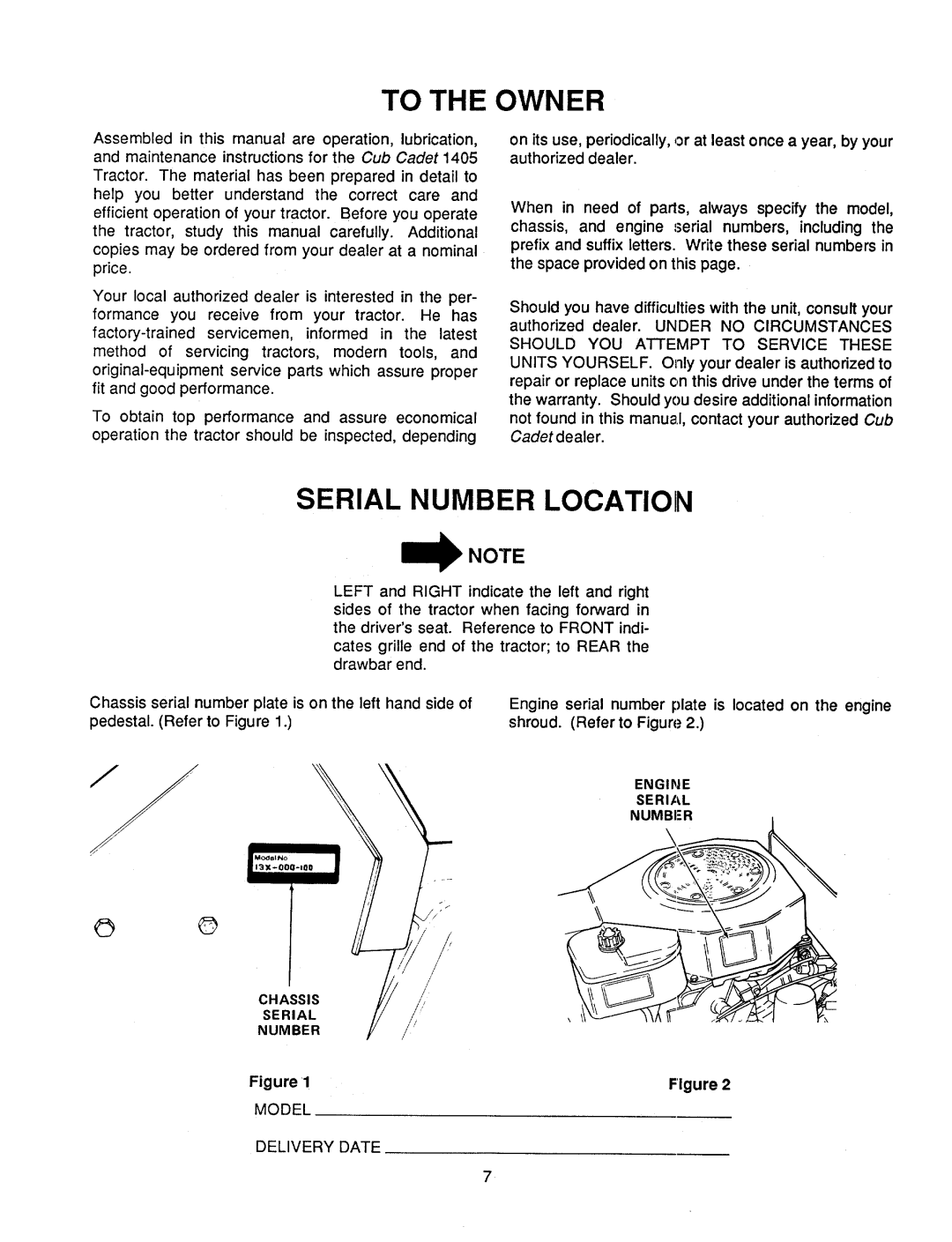 Cub Cadet 1405 manual 