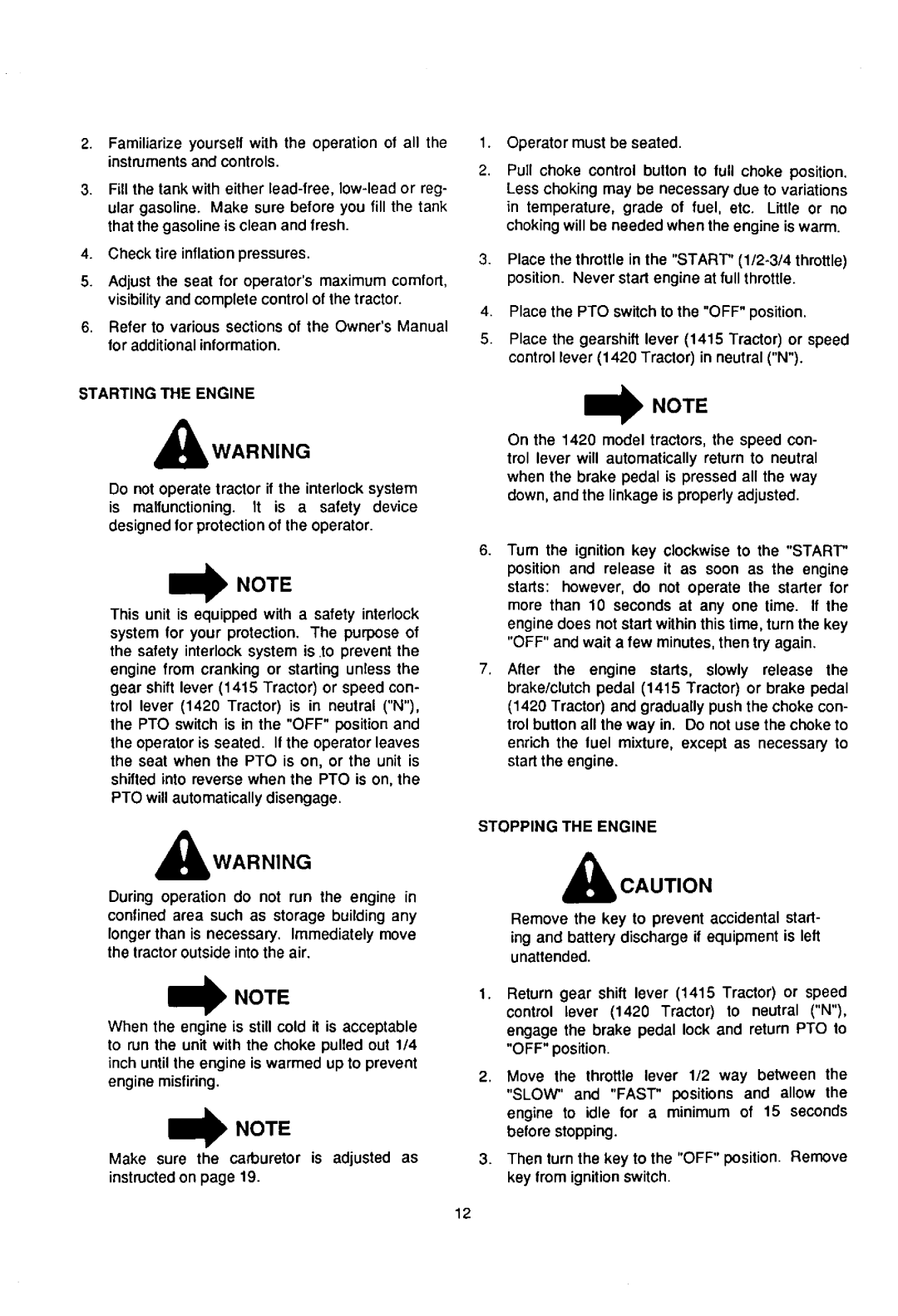Cub Cadet 1415 manual 