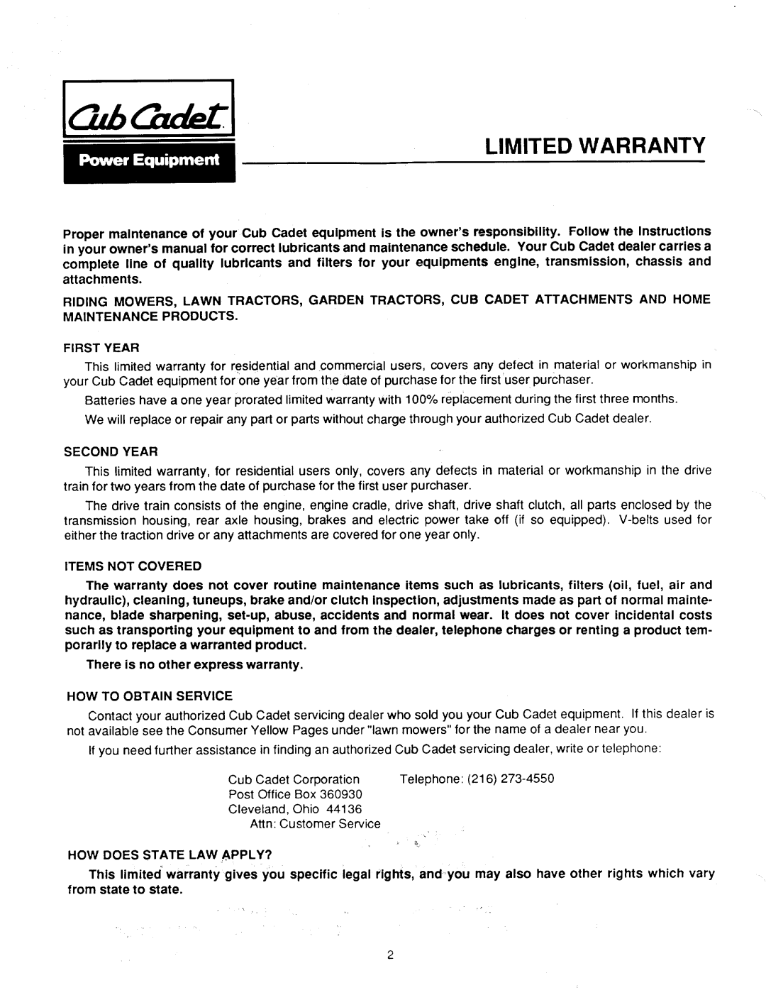 Cub Cadet 1420 manual 
