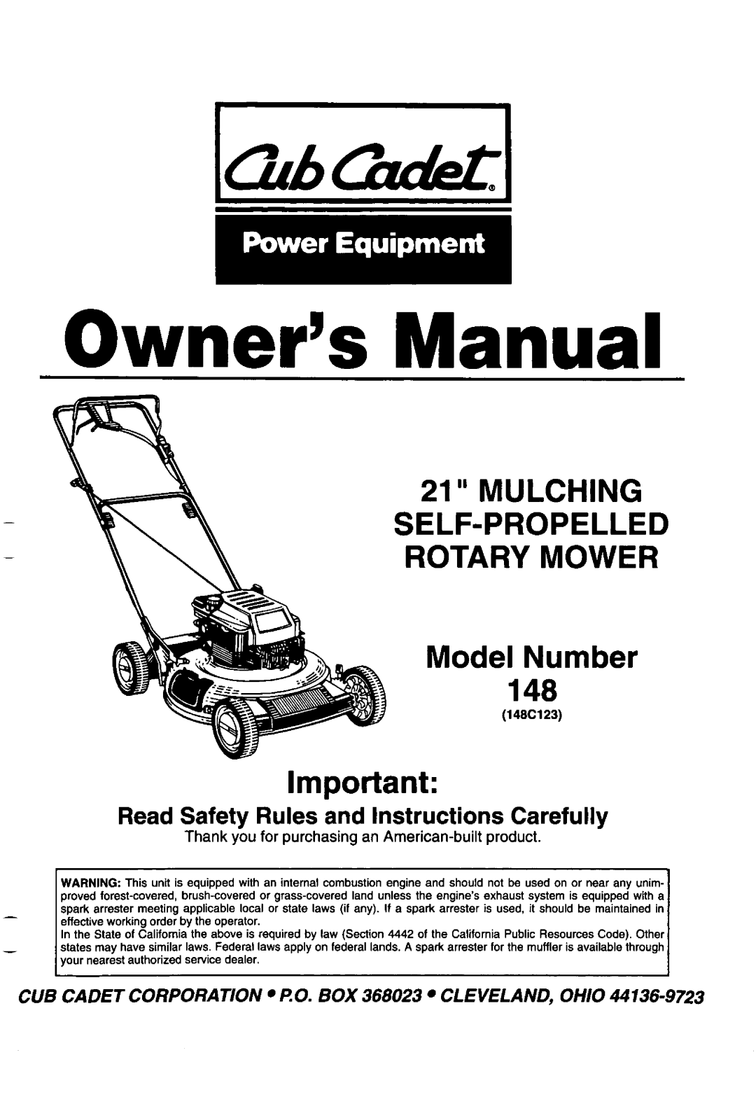Cub Cadet 148 manual 