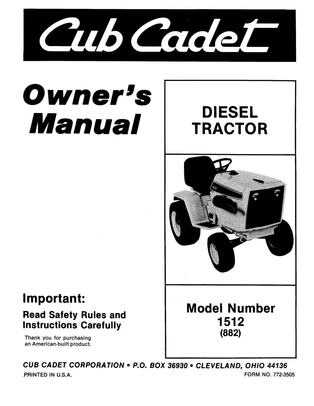 Cub Cadet 1512 (882) manual 