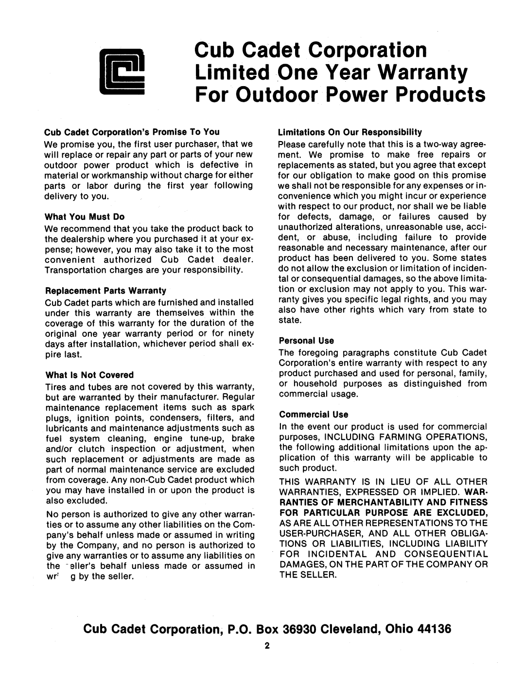 Cub Cadet 1512 (882) manual 
