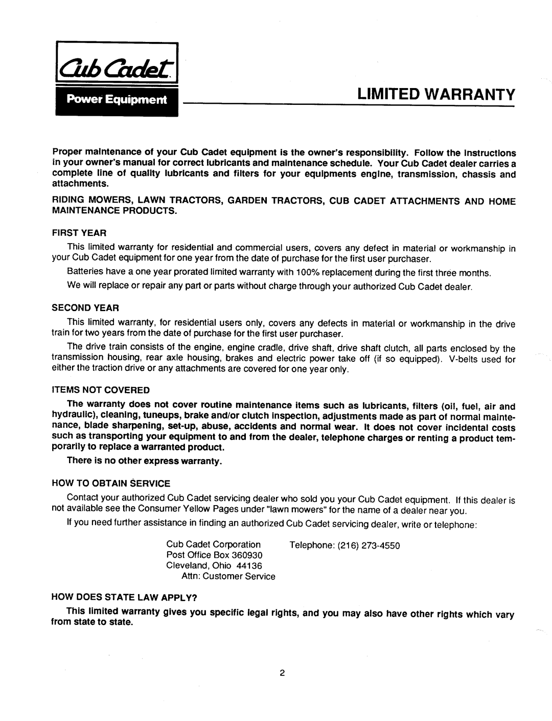 Cub Cadet 1541 manual 