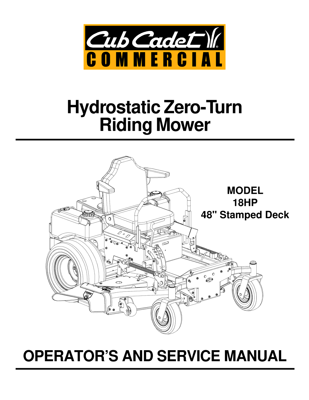 Cub Cadet 18HP service manual Hydrostatic Zero-Turn Riding Mower 