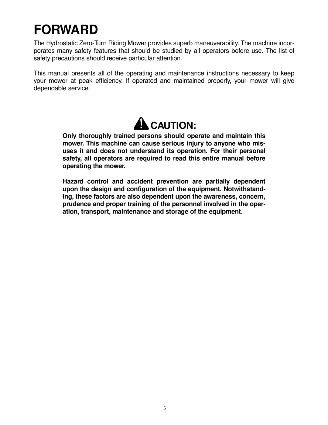 Cub Cadet 18HP service manual Forward 